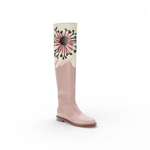Valentino Garavani Flower Graphic Leather Riding Boots 39